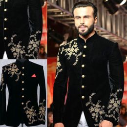 black men suit luxury gold applique beads singlebreasted men suit tailored suit fit slim formal men coat custom made bridegroom suits 253d