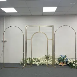 Decorative Flowers 3Pcs/set Shiny Gold Flower Stand Wedding Gilded Square Semicircle Arch Party Stage Backdrop Iron Gild Floral Shelf