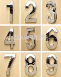 Modern Silver House el Door Address Plaque Number Digits Sticker Plate Sign Size 50x30x6mm Convinient Room Gate Number4748053