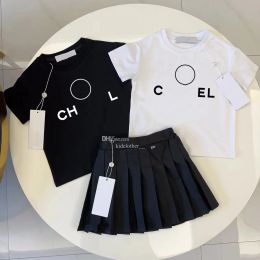 Kid Dress Girl Pleated Skirt Girls T-shirt Cute Wednesday Fasion Pullover New Style 100% Cotton Comfortable Tops Brands Kids Two Pieces Set Summer Spring Autumn