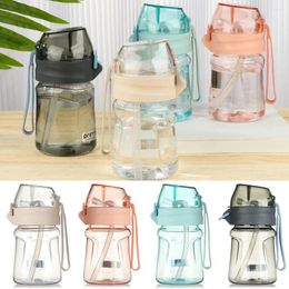 Water Bottles 400ML Gift Travel Supplies Outdoor Sports Broken-resistant Sippy Bottle With Strap Containing Mark Straws Cup