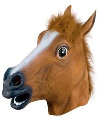 Party Masks Horse Mask Halloween Horse Head Mask Latex Creepy Animal Costume Theater Prank Crazy Party Cosplay Prop Headgear Hallo7605670