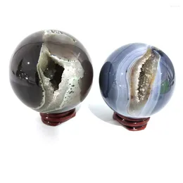 Decorative Figurines Natural Agate Geode Balls Crystal Craft Statue Healing Quartz Wicca Decor Home Decoration Gemstone Gift ZX