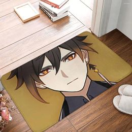 Carpets Non-slip Doormat Genshin Impact Zhongli Carpet Living Room Kitchen Mat Prayer Flannel Pattern