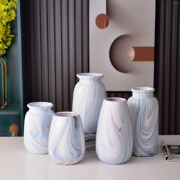 Vases Marble Texture Ceramic Vase Home Decoration Water Storage Container Green Plant Boho Style