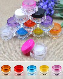 100pcslot Travel Cosmetic Sample Containers 3g Plastic Pot Jars Cosmetic Container Travel Sample Case 10 Colors4027035