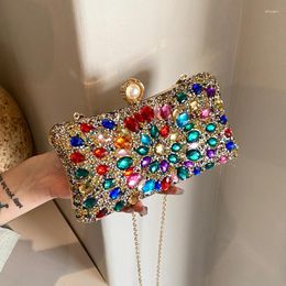 Shoulder Bags Luxury Colourful Diamond Evening Clutch Bag Women's Handbag 2024 Designer Party Purse Fashion Crossbody Phone Lipstick Pouch