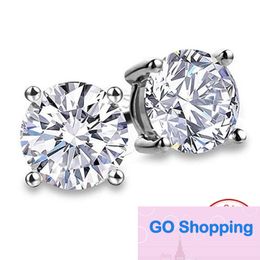 Stud Earring 100% Real 925 Sterling Silver Party Wedding Earrings for Women Men Engagement Jewelry