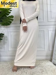 Ethnic Clothing Modest Abaya Femme Casual Vestido Turtle Neck Hijab Inner Dress Muslim For Women Maxi Robe Caftan Turkey Kaftan Islamic Clothing T240510