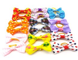 DHL Dog Hair Bows with Rubber Bands Dog Topknot Bows Cute Dog Pet Hair Clips Cute Pet Grooming Cat Little Flower Bows2531522