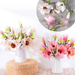 Decorative Flowers Simulated Magnolia Flower Florist Bouquet Realistic Fake Diy Home Living Room Dining Table Wedding Decoration