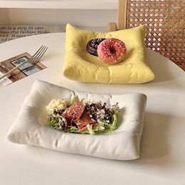 Plates Solid Colour Pillow Shaped Porcelain Plate Salad Pasta Restaurant Utensils Home Kitchen Decoration