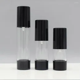 Storage Bottles 15ml Airless Bottle Black Round Pump Lid Bottom Lotion/emulsion/foundation/essence/oil Toner Serum Skin Care Cosmetic