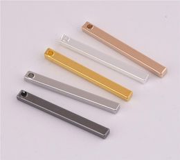 whole 2525mm 50pcs Copper Material Silver gold Blank bar charm Simple Bar charm Long Strip for necklace Pendant for DIY1396352