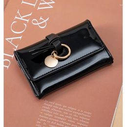 Wallets Women's Purse 2024 Patent Leather Fashion Buckle Wallet Multi-card Ring Hardware Card Bag Small Coin