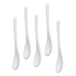 Coffee Scoops Porcelain Spoons Mini Kitchen Ceramic Tea Sugar Dessert Spoon Pure White Flatware 5pc/lot