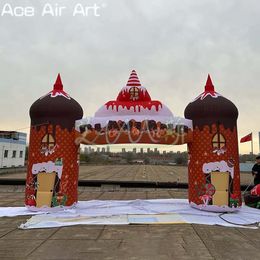 Atacado 8m W x 6m h (26x20ft) gigante arco de natal inflável Arco de Natal Entrada de cores mistas para decoração de férias ou festa