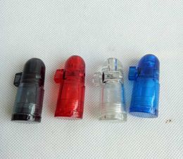 Plastic Snuff Dispenser Bullet Rocket Snorter smoking Pipe cigarette Tobacco pipes 4colors Dabber Bubblers Hookah Water bongs roll5077976