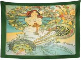 Tapestries Artwork Wall Hanging Fine Mucha Nouveau Monte French Artistic Birds Flowers Vintage Home Decor Print6043839