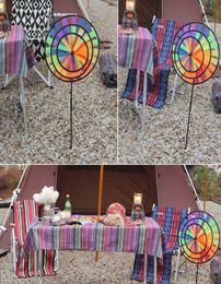 36cm Colourful Rainbow Triple Wheel Wind Spinner Windmill Toys Yard Garden Decor T6P5 Q08114272093