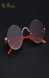 Vintage Round Punk Sunglasses Men Fashion Steampunk Sun Glasses For Women With A Box Rimless Sunglass Zonnebril UV4003356637