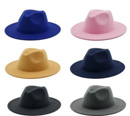 Unisex Flat Brim Wool Felt Fedora Hats with Belt Red Black Patchwork Jazz Formal Hat Panama Cap JXW7259436968