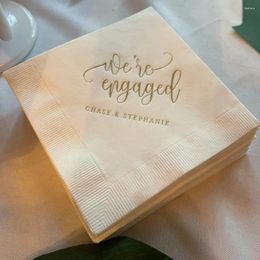 Party Supplies 50pcs We're Engaged Personalised Napkins Engagement Custom Bar Bridal Shower - Rehearsal Dinner Wedding