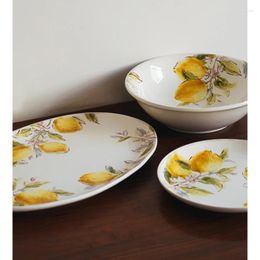 Plates Ceramic Plate European Style Household Porcelain Dinnerware Steak Pasta Vegetale Fruit Salad Kitchen Supplies