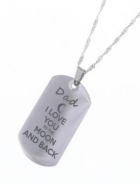 Stainless Steel Pendant Necklace " I Love You To The Moon and Back "Dog Necklace Military Mens Jewelry Family Gift1527775