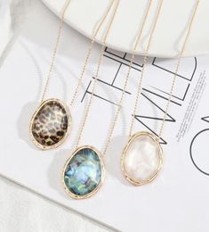 Pendant Necklaces Faceted Acrylic Abalone Shell Leopard Print Pattern Geometric Charms Accessories Body Jewelry9334292