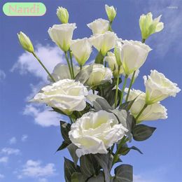 Decorative Flowers 3 Heads Artificial Flower Silk Platycodon Bouquet Peony Fake Wedding Table Party Vase Home Decor