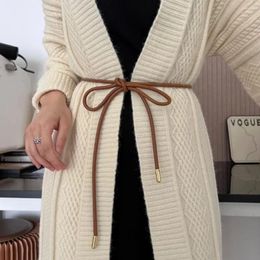 Belts Fashion Round Leather Rope Thin Belt Women Decorative Knotted Waist Skirt Coat Sweater Strap Chain