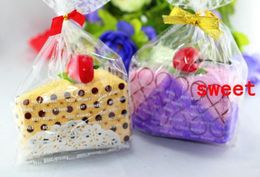 10pcs 30cm30cm Mini Triangle Cake Towel Mix color Cute Design Small Kerchief Towel Wedding gift Baby shower gift souvenirs7812998