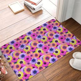 Bath Mats African Daisy Mat Pink Purple Floral Waterproof Toilet Kitchen Shower Door Non Slip Floor Design Bathroom Carpet