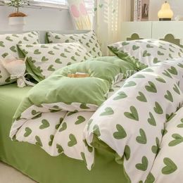 Bedding Sets French Washed Cotton Set Floral Design Ideal For Girls' Rooms Perfect Students Water-Washed Bubble