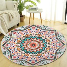 Carpets Boho Tribal Aztec Circle Kaleidoscop Egypt Arabian Khayameya Islamic Traditional Colourful Round Flannel Floor Rugs