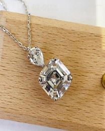 Chains Gem39s Ballet 925 Sterling Silver High Carbon Diamond Sparkling Asscher Cut 12 12mm Pendants For Women Necklace Fine Jew1010531