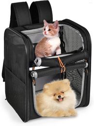 Cat Carriers Dog Backpack Carrier Foldable Pet Bag For Small Dogs And Cats With Safety Strap Puppy Travel Hiking Camping