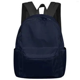 Backpack Solid Colour Dark Blue Women Man Backpacks Waterproof Travel School For Student Boys Girls Laptop Book Pack Mochilas