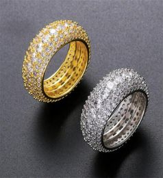 Luxurys Fashion Five Row Diamond Ring Classic Hollowed Out Rings Men039s Rings Hip Hop Ring Gold And Silver1322942