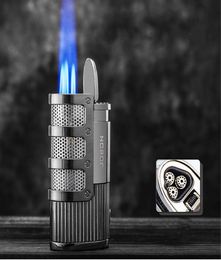 New Jobon Metal Triple Torch Lighter Jet Turbo Butane Gas Lighter Powerful Windproof Cigar Lighter Men039s Gadget1721690