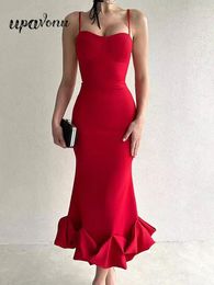 Casual Dresses Sexy Italian Noodles Sleeveless Red Bandage Women's Bodycon Backless Long Dress Fashion Cocktail Evening Party Vestidos