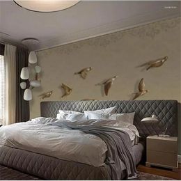 Wallpapers Wellyu Custom Wallpaper 3d Large Murals Chinese Flying Bird Background Painting Papel De Parede For Living Room