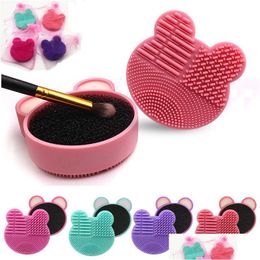 Makeup Brushes Brush Cleaner Sile Washing Cleaning Sponge And Mat Cosmetic Clean Scrubber Foundation Pad Make Up Drop Delivery Healt Dhet7