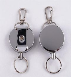 Keychains 1 Pcs Retractable Resilience Steel Wire Rope Elastic Keychain Recoil Sporty Alarm Key Ring Anti Lost Ski Pass ID Card3771577