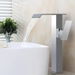 Bathroom Sink Faucets Brass Material Chrome And Cold Single Lever Water Fall Basin Faucet Mixer