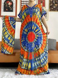 Ethnic Clothing 2024 New Style Flower Slve African Dashiki Floral Print Cotton Abaya Caftan Elegant Lady Summer Maxi Casual Dresses Vestidos T240510
