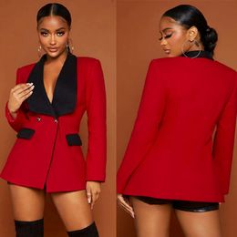 Red Black Blazer Suit Jacket Slim Fit Long Sleeve Formal Wedding Tuxedos Prom Evening Wear One Piece 283j