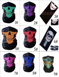 MOQ50PCS 25495cm Halloween Skull Bandanas Neck Face Mask Headscarf Tubular Multifunctional Scarf Seamless Turban Headband Unise5466375