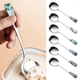 Spoons Round Edge Spoon Stirring For Tea Coffee Milk Drink Soup Dining Everyday Flatware Stainless Steel Tableware Supplies Kitchen
